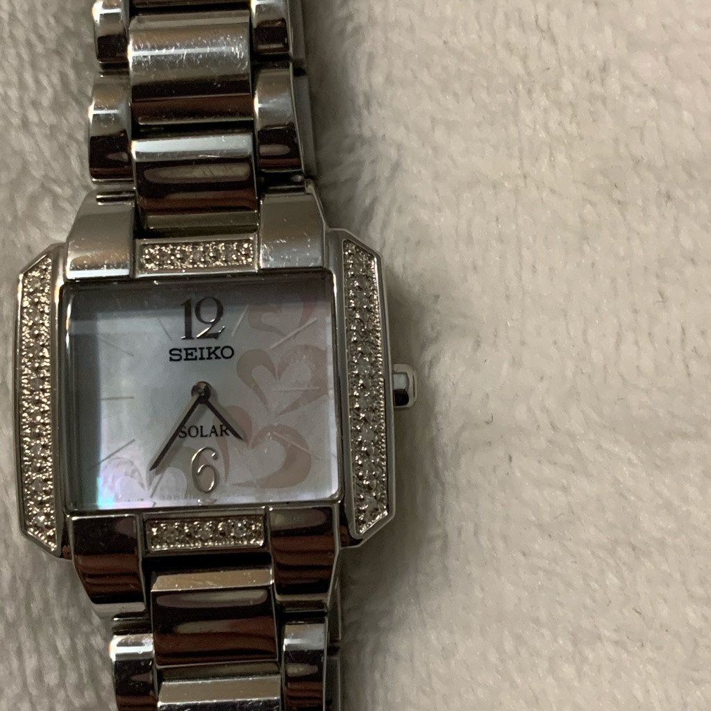 Seiko Silver Watch Diamond Accents